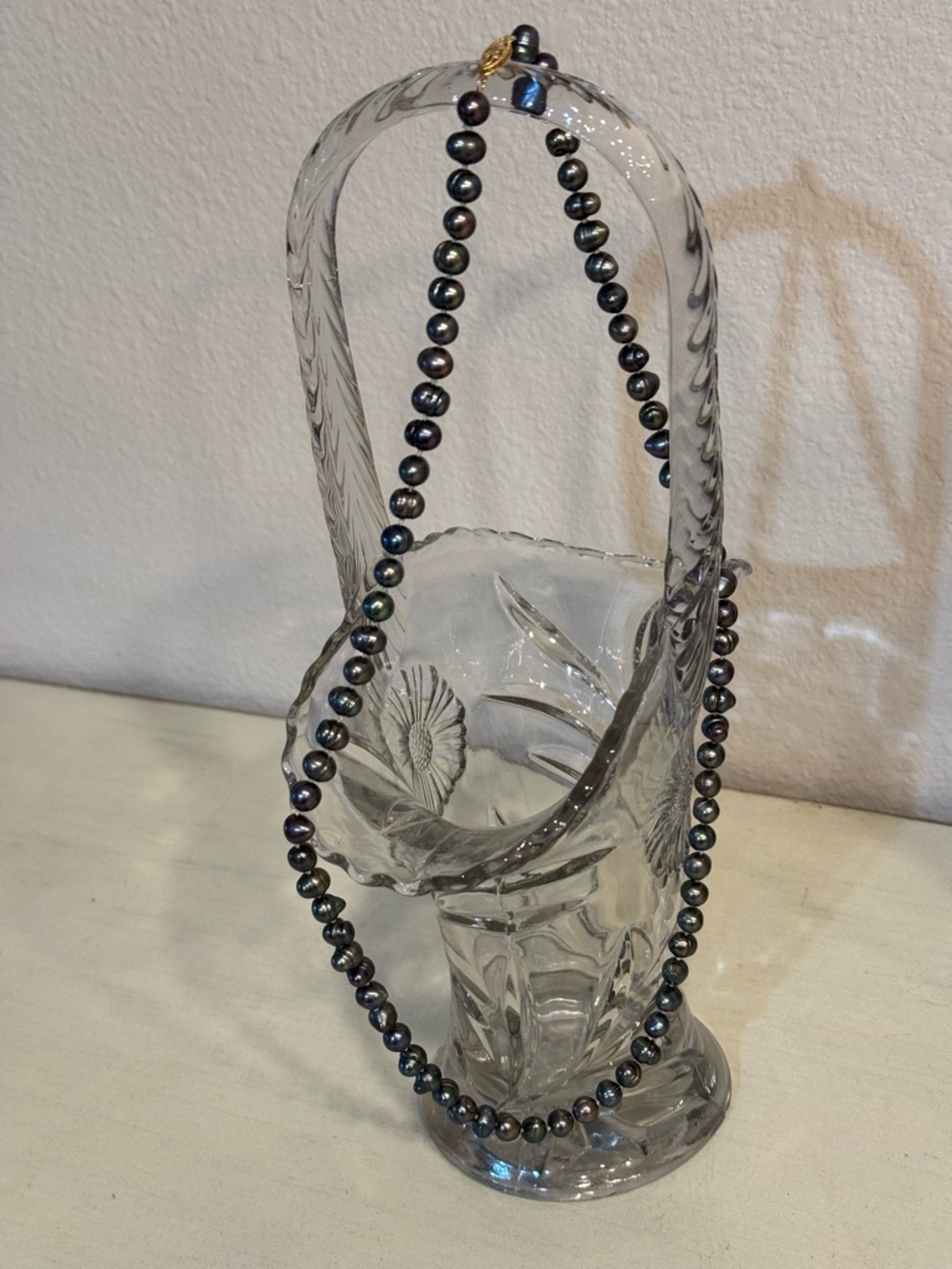 Vintage Black Iridescent Pearl Necklace